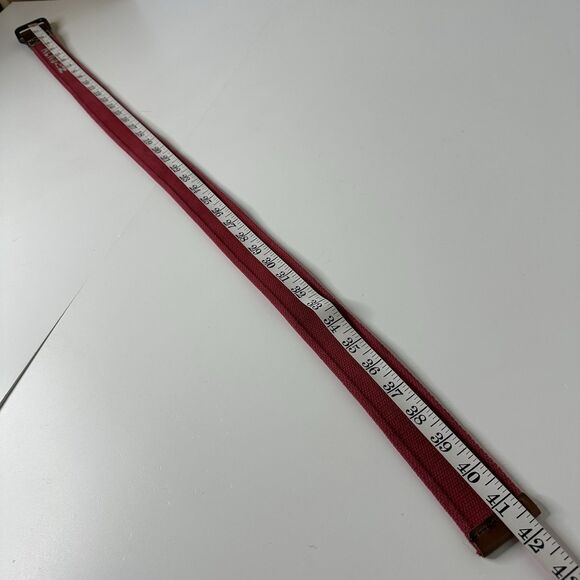 Aero Red Adjustable Canvas Belt 2 Rectangle Ring Buckle OS Aeropostale 1.75" Y2K - Picture 6 of 9